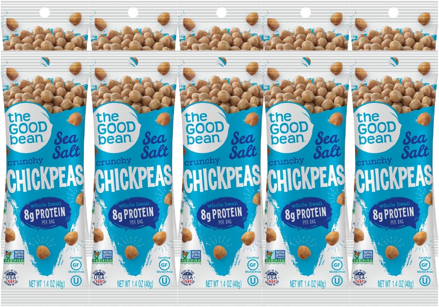 The Good Bean Crunchy Chickpeas - Chili Lime Flavor 6 Pack Resealable Bags
