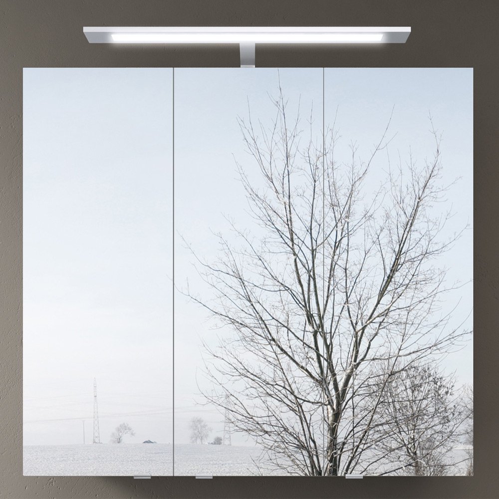 Mai & Mai LED Spiegellampe mit Trafo Doppelschalter und Steckdose Weiß | 500 Lumen, Energieklasse A universalweiß (5000K), Bad Spiegellampe aus Aluminium, 6W 40cm