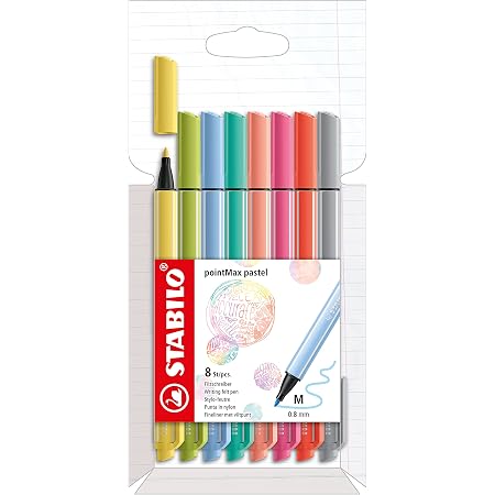 STABILO Dr!ver M – Lot De 4 Stylos Feutres Pointe Moyenne 0,8 Mm – Noir, Bleu, Rouge, Vert – Éco-responsable & Confortable