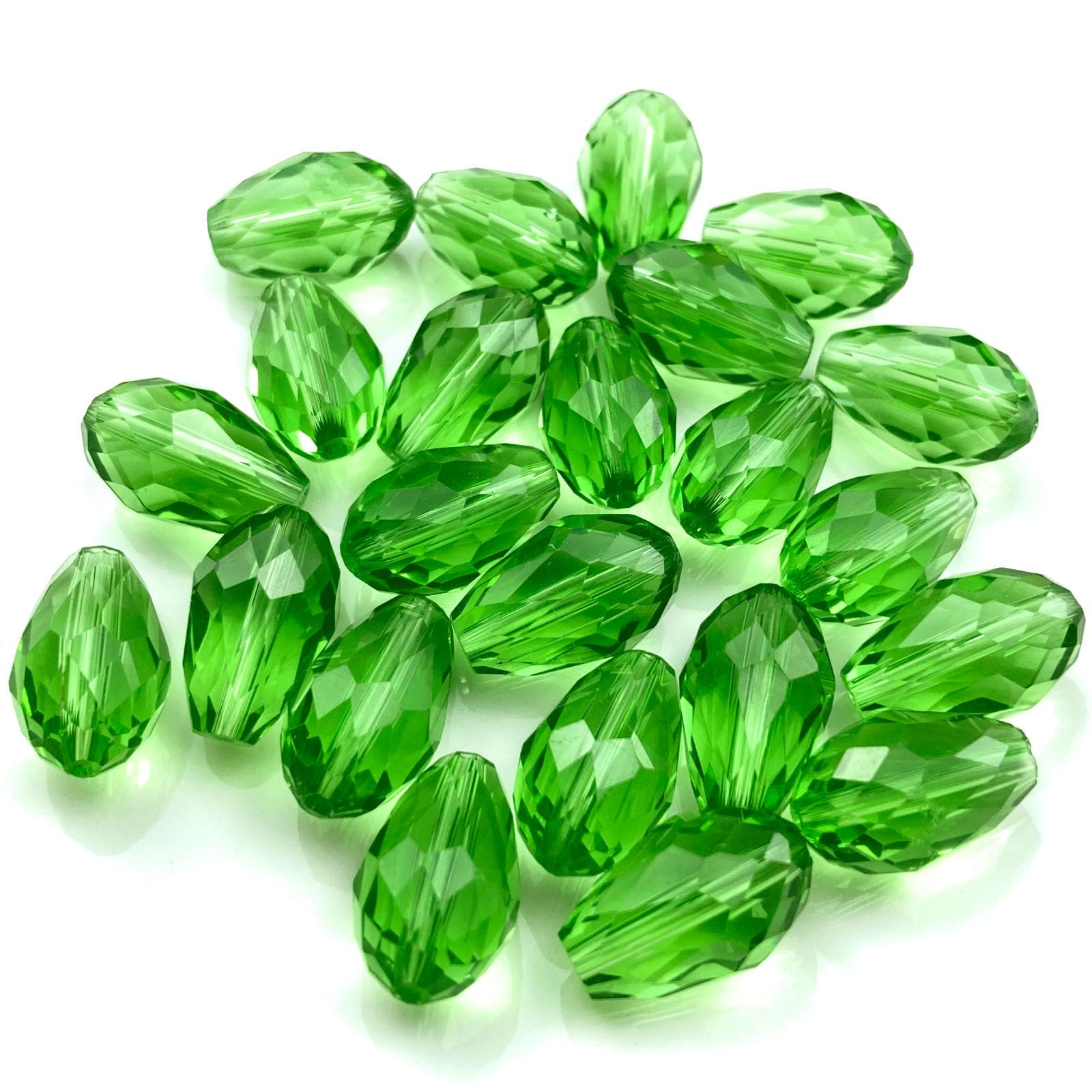 60pcs 8x12mm Crystal Glass Teardrop Beads Faceted Vertical Hole Shape Loose Spacer Beads for Jewelry Making DIY Bracelet Necklace Sewing Crafts