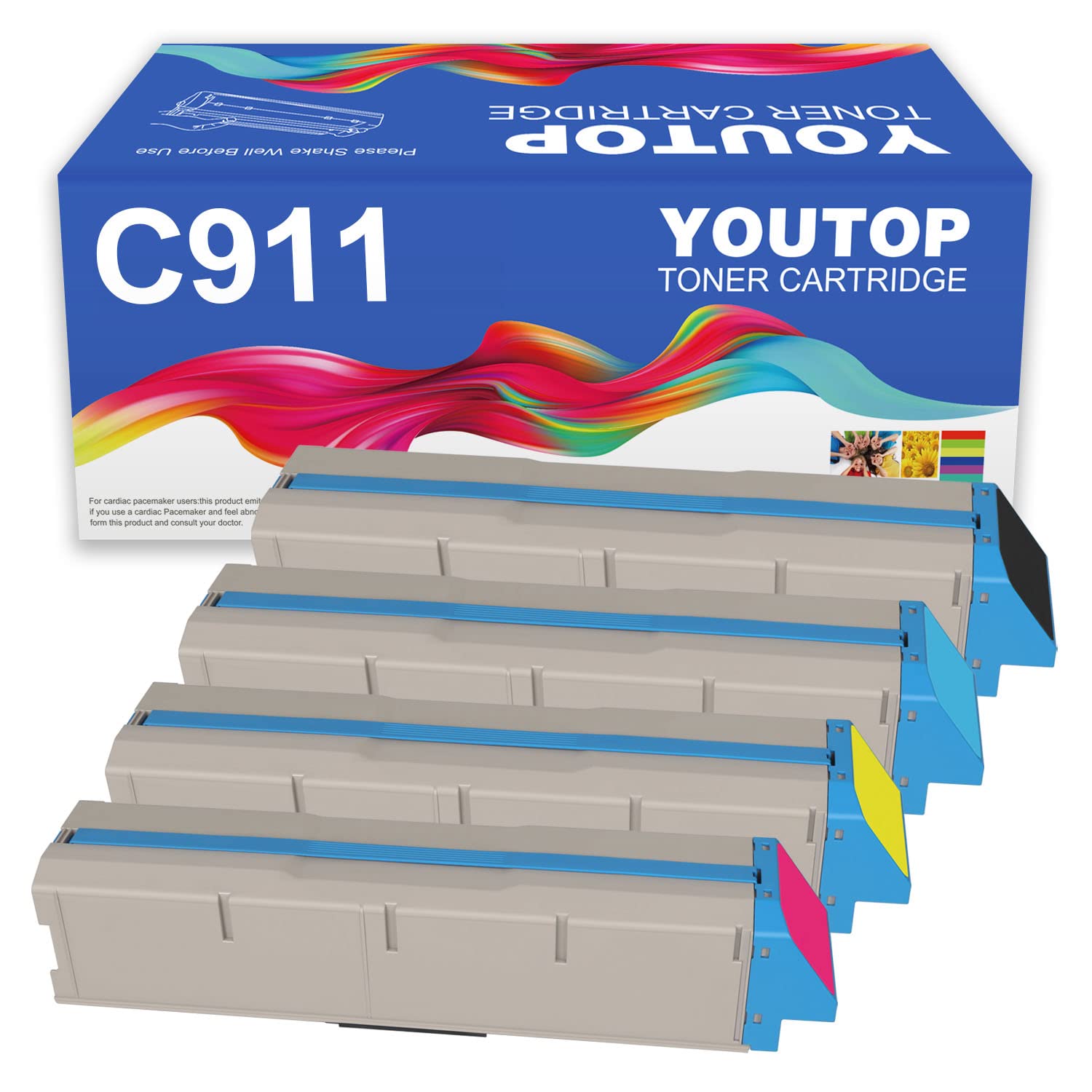 Toner OKI C911 compatible avec lot de 4 recharges haute précision - 7