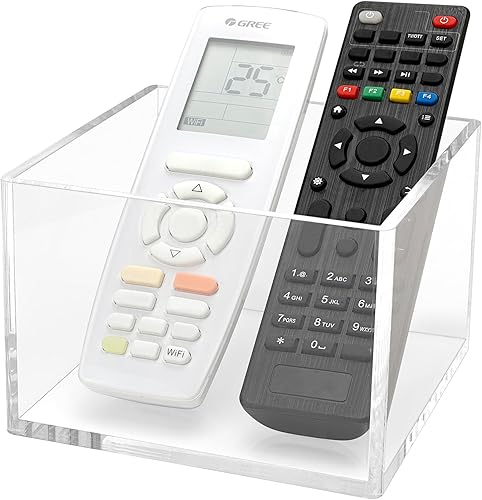 Soporte para control remoto, organizador de TV remoto para mesa, caja de almacenamiento remoto de acrílico, transparente