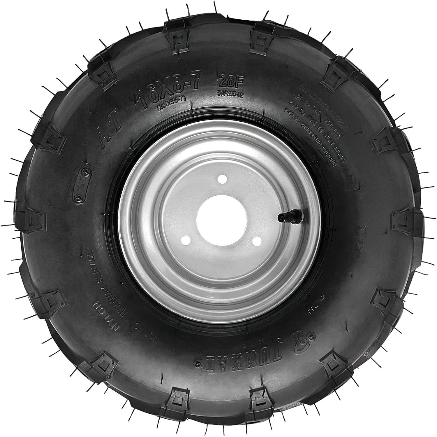 2-Pack 16x8-7 ATV Tire & Rim Assembly 7-Inch 3-Stud Wheel for Go Kart, Quad, UTV, Mini Bike, Drift Trike, Lawn Mower, Dune Buggy, 110cc–150cc Off-Road Vehicles