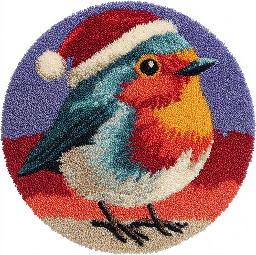 kitphoenix DIY Rug Kit Christmas Robin Bird Xmas