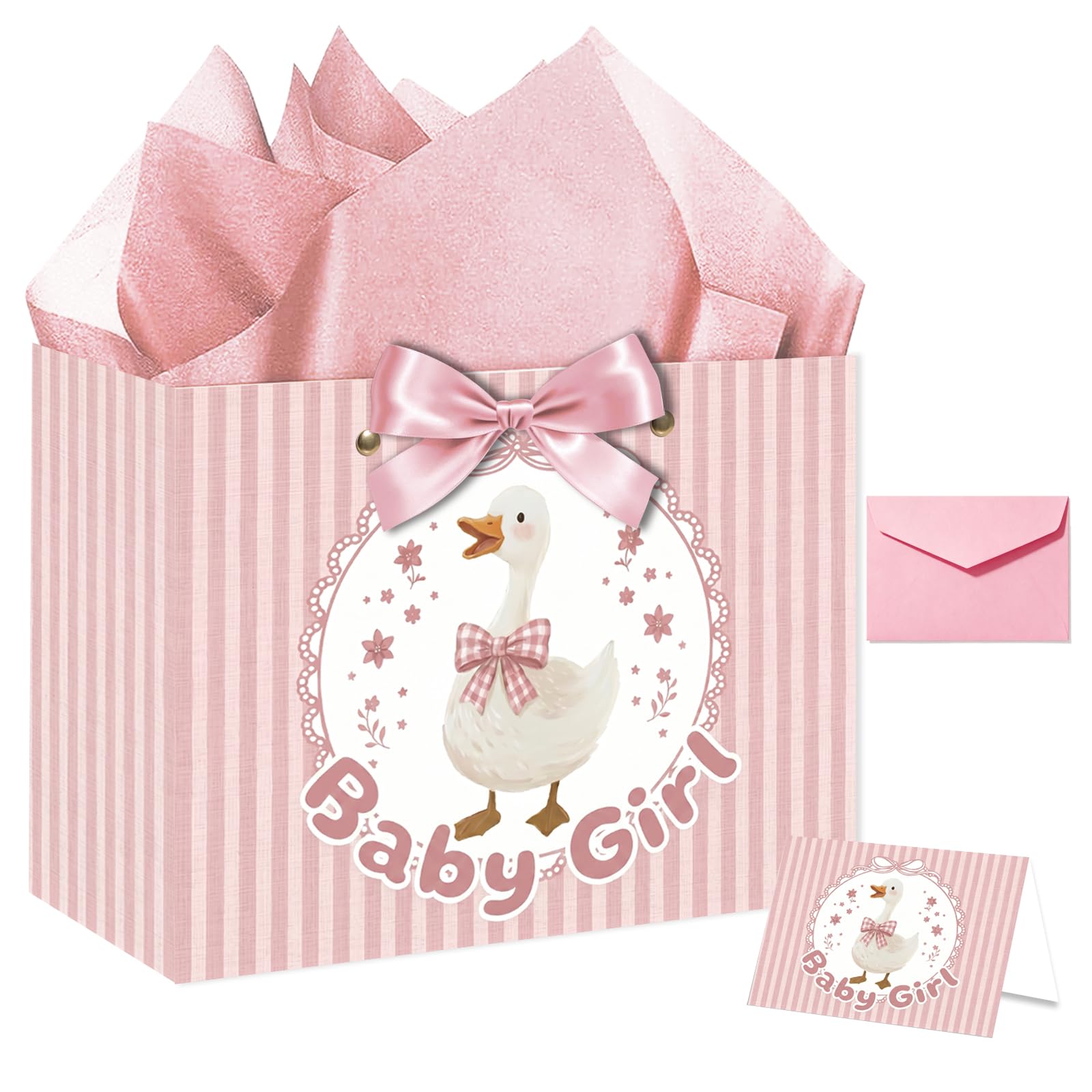 Duck Oh Baby Shower Gifts Bag - Pink Birthday Gift Bag Baby Shower Gifts — image 1
