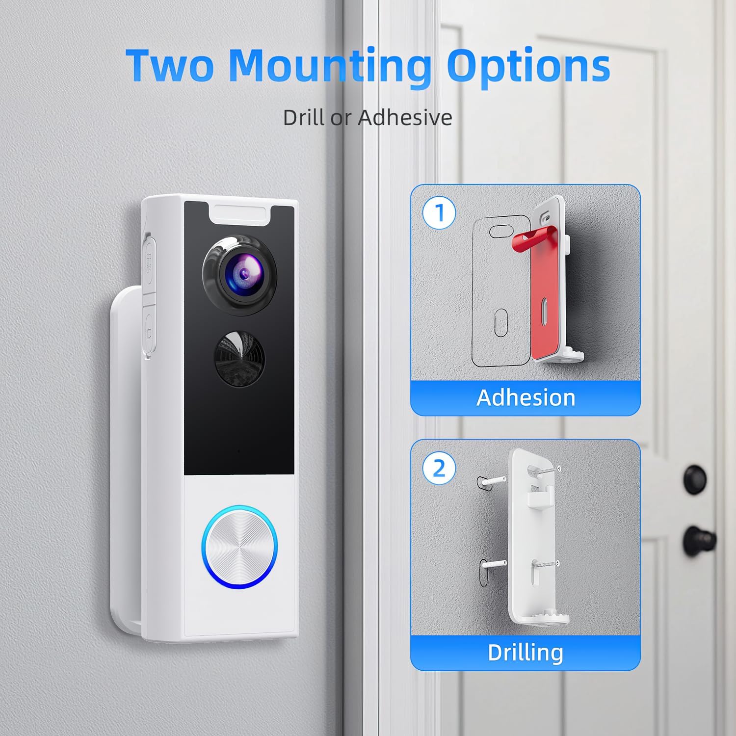 XTU Wireless Video Doorbell No Subscription-2K HD Security Doorbell Camera-Local/Cloud Storage with Multi-angle Bracket, Works with Alexa and Google Home (White) 10 71FtjPVEggL. AC SL1500