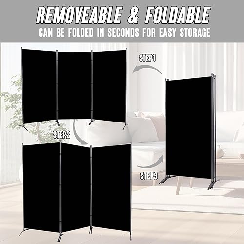 Miniatura 4 de JVVMNJLK Indoor Room Divider, Portable Office Divider, Room Divider Wall Screen 3 Panel, Folding Partition Privacy Screen Walls Dividers for Room