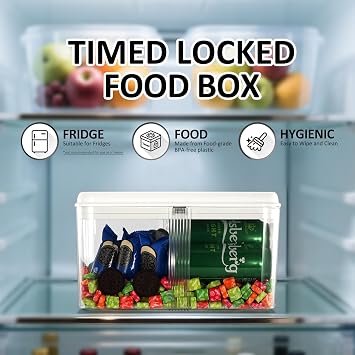 Timed Lock Box, Phone Lock Box with 'Built-in Calendar' Feature, XL Time-Locking Container 13x 8.5x 7.5, Timed Lock Safe for Cell Phones, Snacks and Other Tempting Items