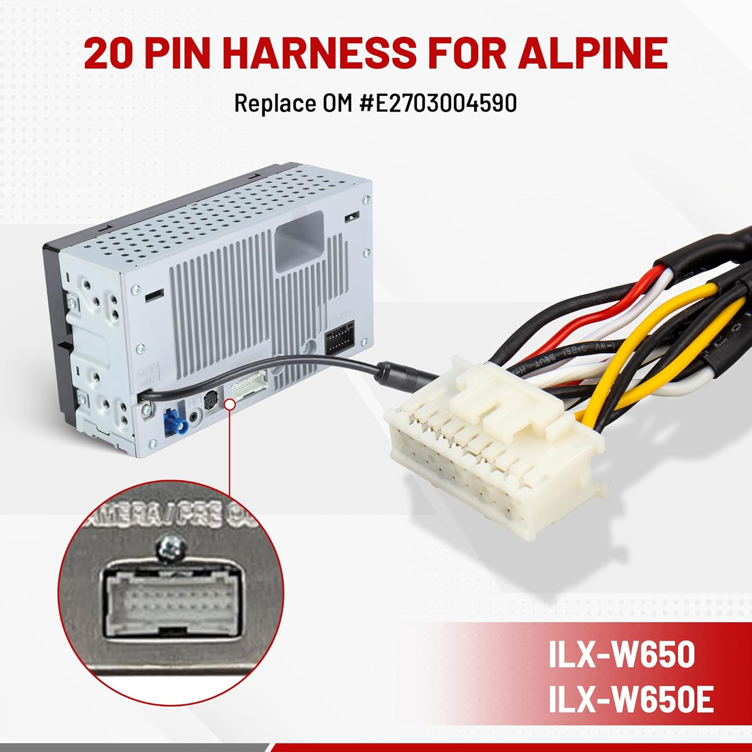 20-pin harness for Alpine ILX-W650 series