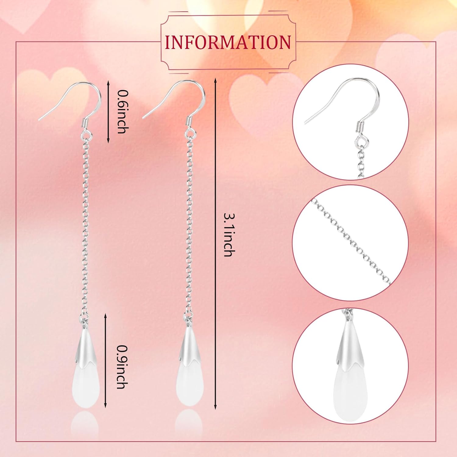 Natural Opal Drop Earrings in Sterling Silver - Image 2