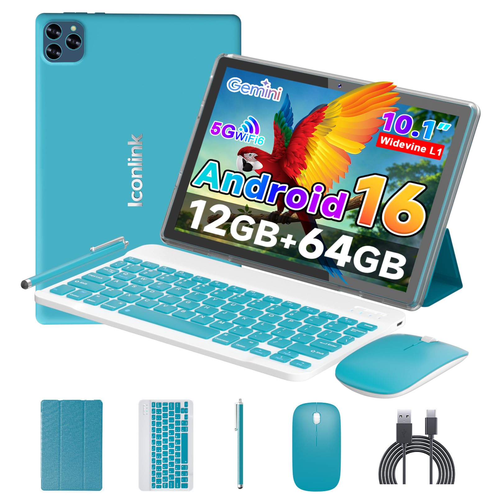 Amazon.com : ICONLINK Android 16 Tablet 10 Inch, 12(3+9) GB RAM+