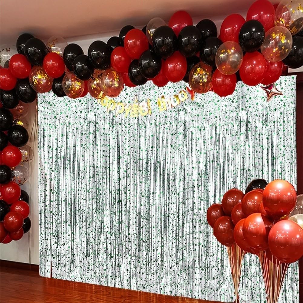Rain Curtain for Birthday Party Wedding Decoration with Built-in Double Sided for Installation (Blue)