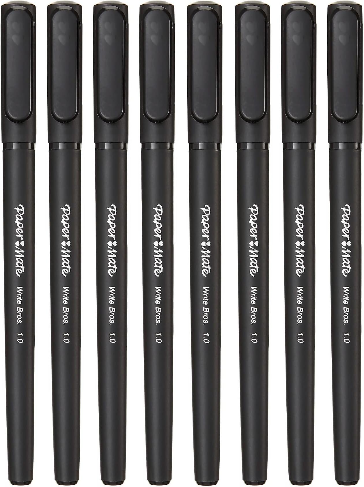 Paper Mate Write Bros Ballpoint Stick Pen, Black Ink with Black Barrel, 1mm Medium Point - 8 Pack (2140570)