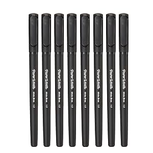 Paper Mate Write Bros Ballpoint Stick Pen Black Ink with Black Barrel 1mm Medium Point - 8 Pack
