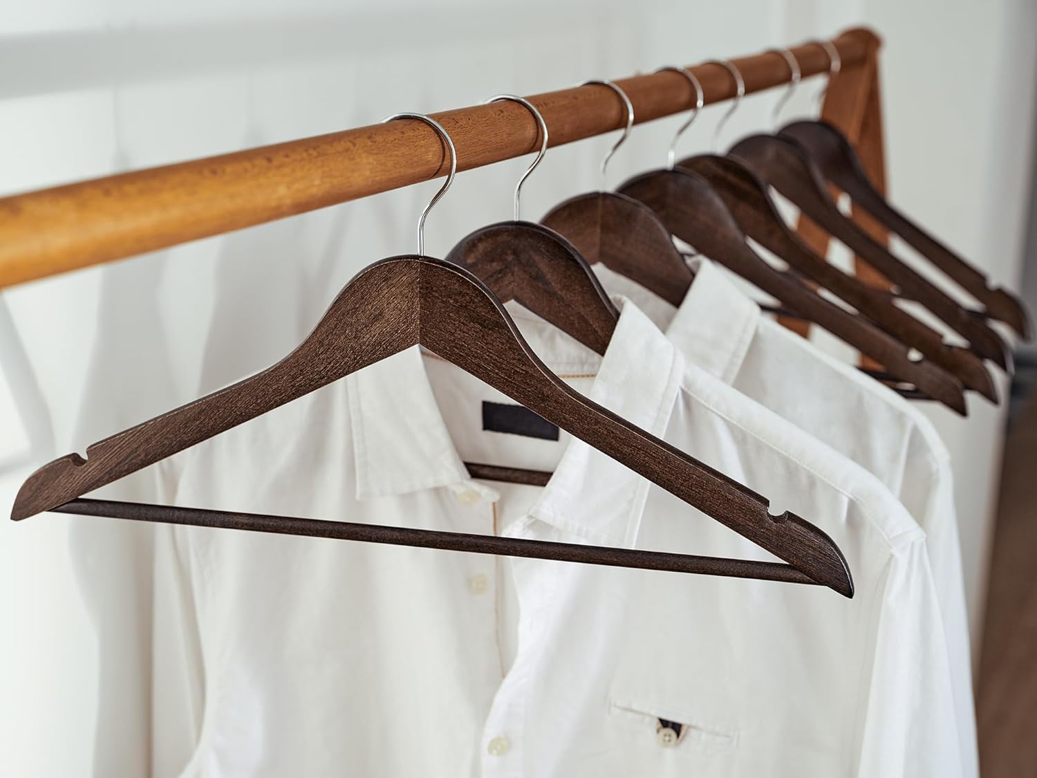 StorageWorks Wooden Hangers 30 Pack, Wood Coat Hangers for Closet, Heavy Duty Clothes Hangers for Suits, Shirts, Pants, Jackets, Walnut Color