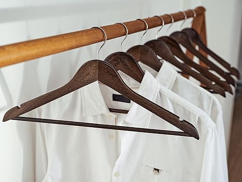 Miniatura 8 de StorageWorks Percha de madera para abrigos, perchas de madera para ropa, paquete de 30 unidades, color nogal, perchas de madera natural para
