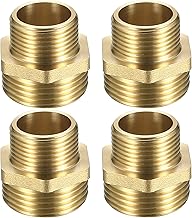 Brass Double Nipple 1 Inch Male x 3/4 Inch Male Thread, Pack of 4 Reducing Nipples 1 x 3/4 Male Thread, Reduced with Hexagonal for Pipe Connection, Industrial, Commerce, Household