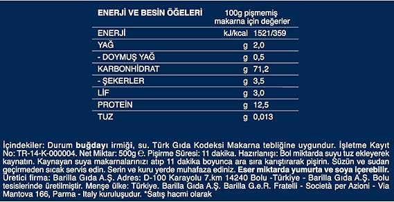Barilla Fusilli (Burgu) Makarna 500 g. 2li paket