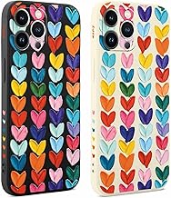 2 Pieces Case for iPhone 13 Pro Max 6.7'', Soft TPU Silicone Case Camera Protector Case, Women Aesthetic Cartoon Design Anti-Shock Protector Case for iPhone 13 Pro Max, Love 03