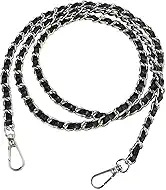 U+U Metal Chain Purse Straps Replacement Crossbody, 47" DIY Purse Chain Accessories, Crossbody Bag and Handbag Strap with Metal Buckles (Black & Silver)
