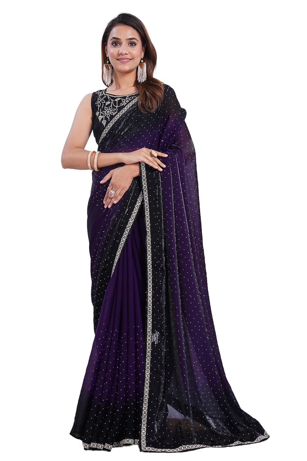 PEEYU Wine Fendi Silk Saree with Zarkan Stone Work – Lightweight, Elegant Party, Wedding &, Premium Designer Saree - Review, Price and Buying Guide