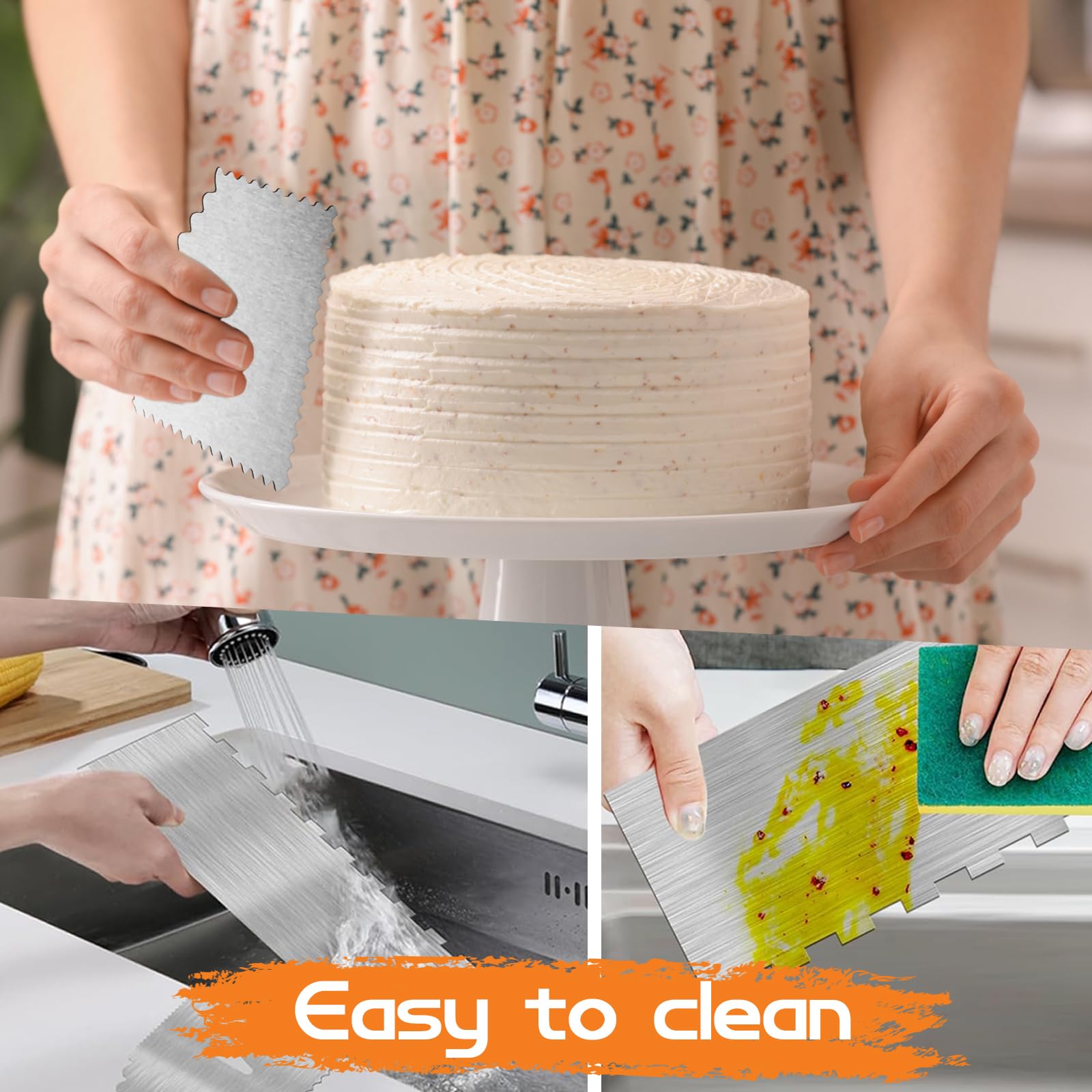 Lot De 3 Grands Grattoirs à Gâteau En Acier Inoxydable, Pour