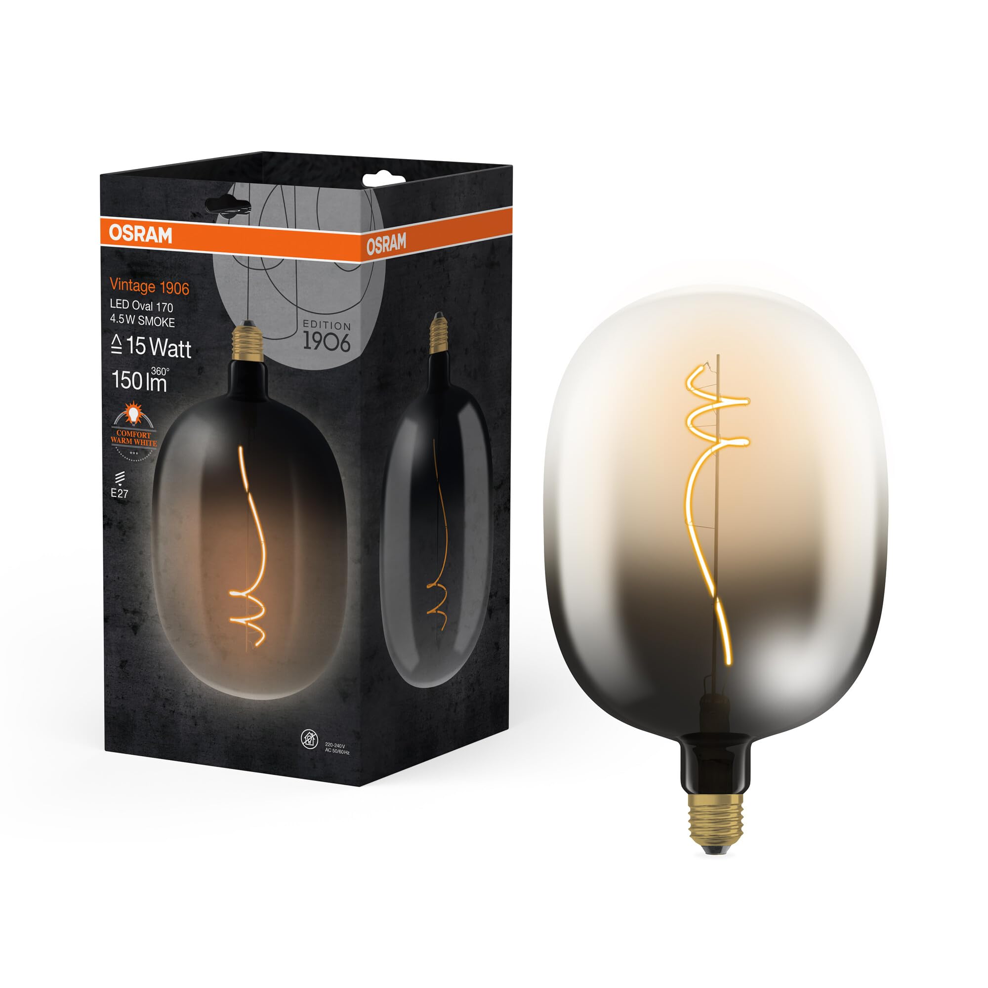 Ampoule filament 1800K Osram Vintage fini fumé pour éviter l'éblouissement