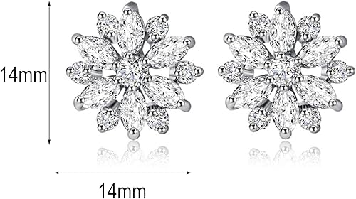 Miniatura 6 de Aretes chapados en oro blanco con circonita cúbica marquesa de cristal con diamantes de imitación, joyería de moda para mujeres y adolescentes