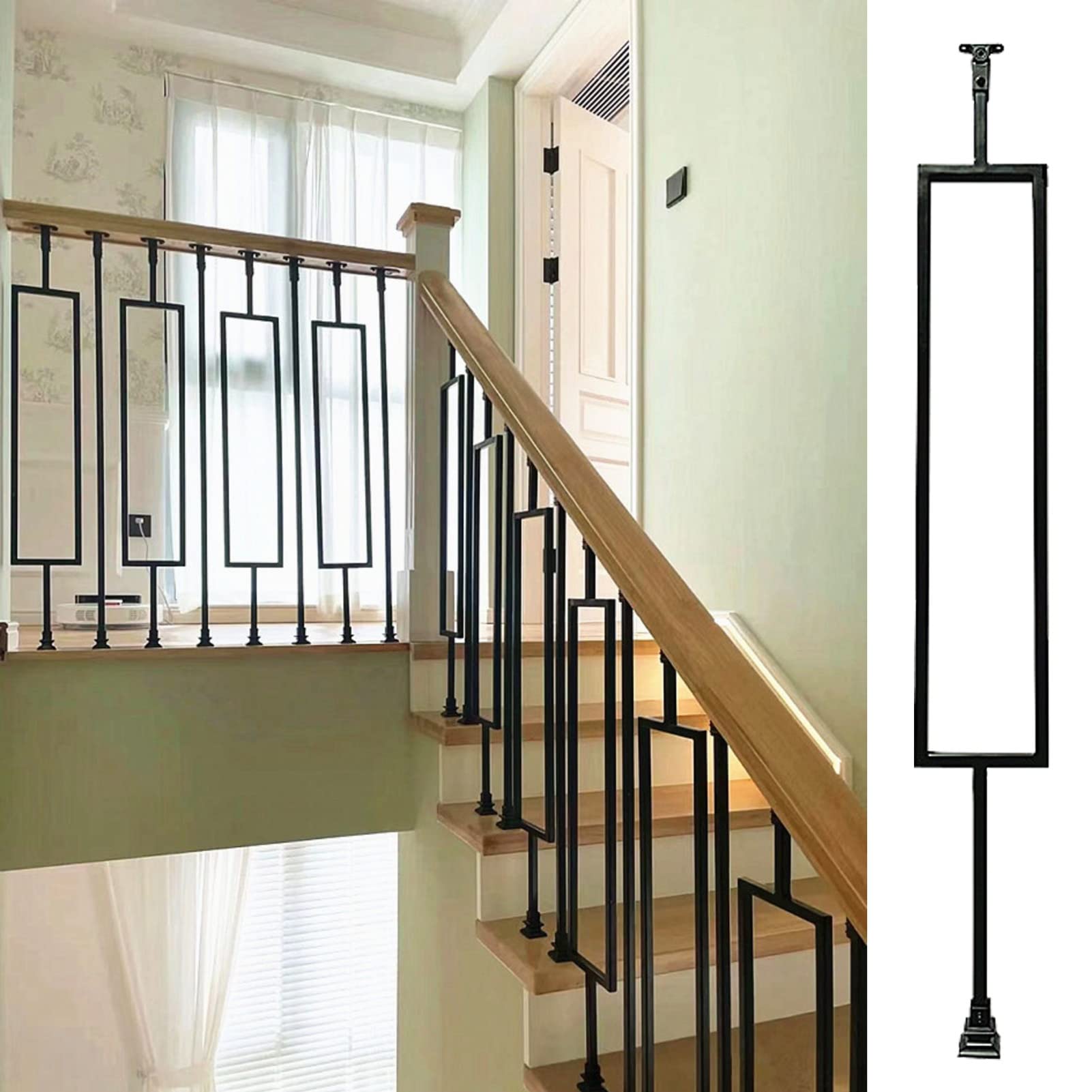 Hollow Metal Staircase Spindles 5 Pack Oval Cuttable Iron Balusters 95cm Height Durable & Stylish Baluster Design for Home Renovation & DIY Projects
