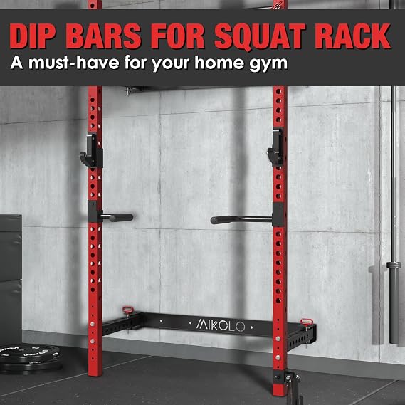 Mikolo Dip Bar Attachment for Squat Rack, Fit 2 x 2 Rack Cage(QJ, WR00, F4), Power Rack Attachments, 400 lbs High Weight Capacity