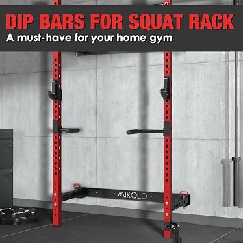Mikolo Dip Bar Attachment for Squat Rack, Fit 2 x 2 Rack Cage(QJ, WR00, F4), Power Rack Attachments, 400 lbs High Weight Capacity