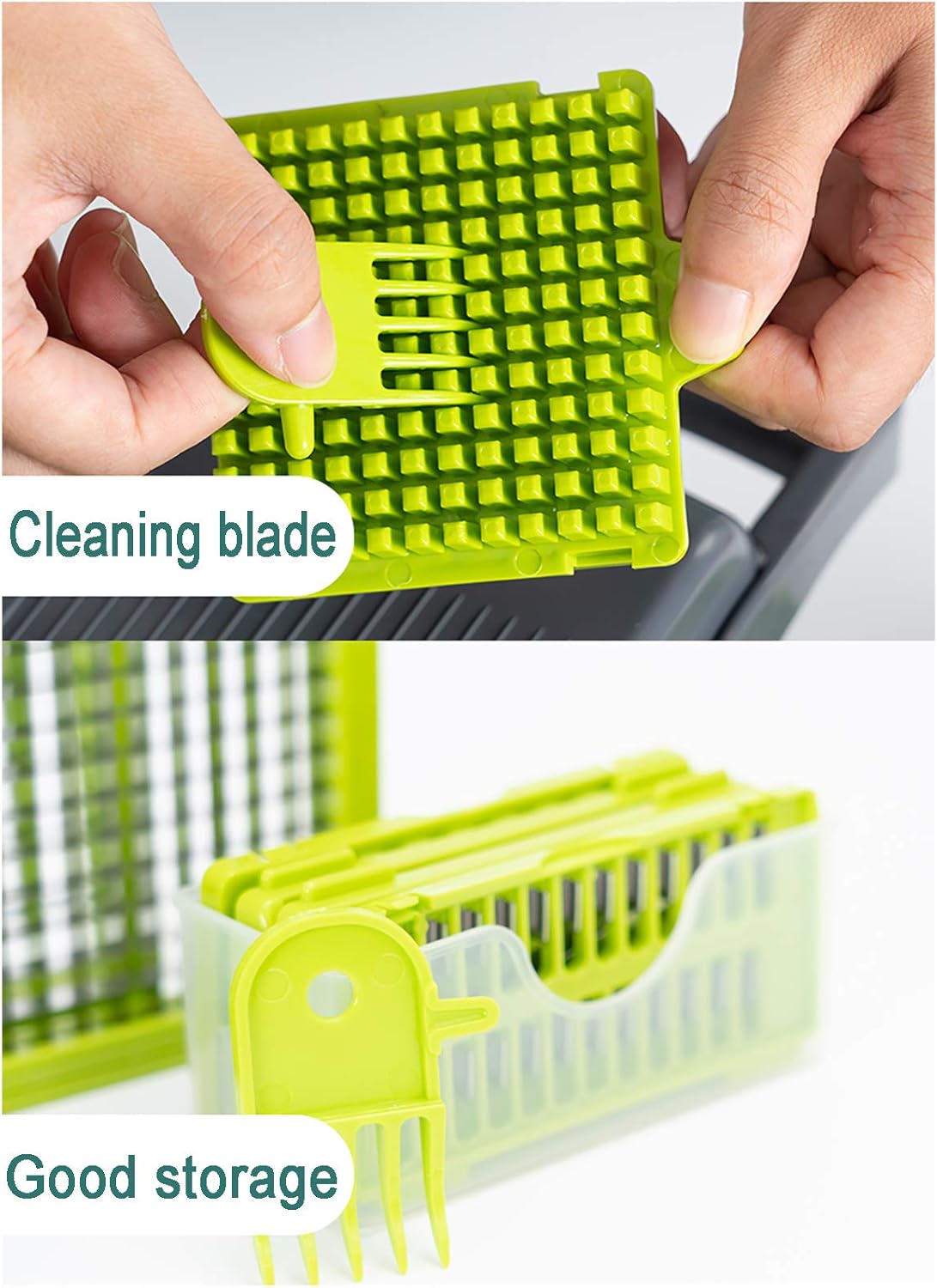 Kitchen Salad Food Chopper Multifunctional Onion Mincer Chopper Dicer with 7 Blades Mandolin Slicer Shredder for Fruit Tomato Potato Fruit Garlic Vegetable Chopper Cutter-White 32 x 12 x 11 cm