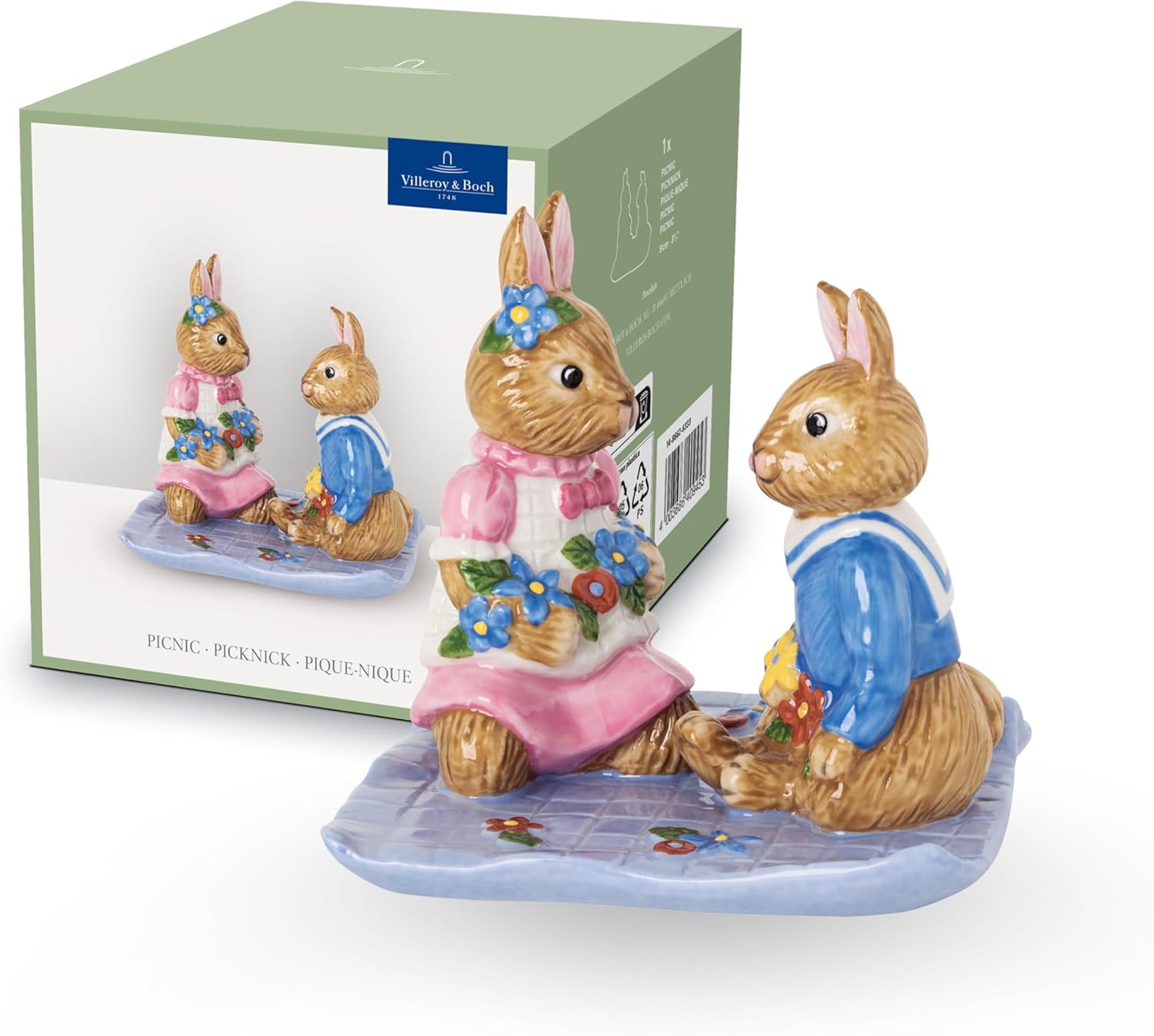 Villeroy & Boch Rabbit Figurine, Porcelain, Colored, 8x8x8cm