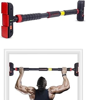 No Screw Pull Up Bar Rod for Home Door Mounted - Hanging Exercise Equipment Gym Workout for Men Women - Height Increase Kids - 200kg Load - 75-110 cm Adjustable - Heavy Duty Carbonised Steel