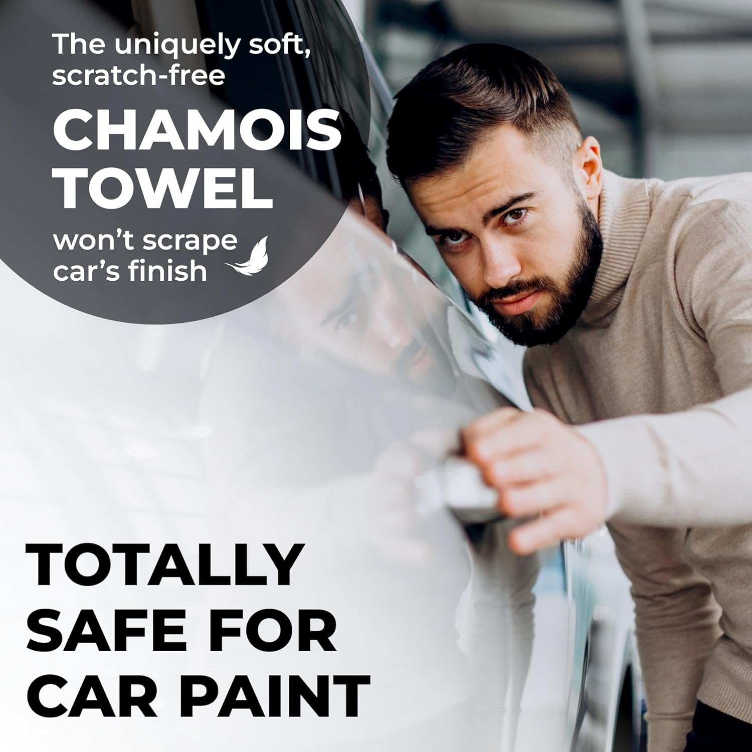 Save 10% on Premium XL Shammy Towel for Car - 4 Towels - (34”x25”) - Super Absorbent Chamois Cloth - Spots & Scratch-Free - Reusable Car Drying Towels