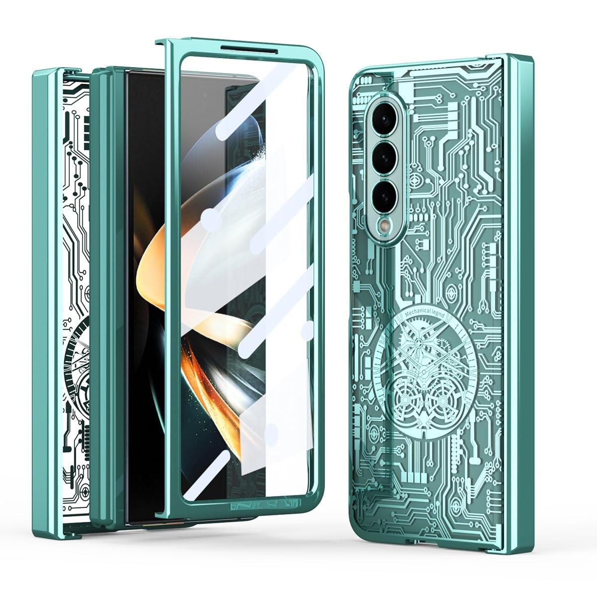 Coque pour Samsung Galaxy Z Fold 4 robuste en polycarbonate vert - 8