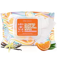 Pacifica Glowing Makeup Remover Wipes With Glycolic Acid for AHA Exfoliating and Facial Cleansing No Rinse Face Cleaning