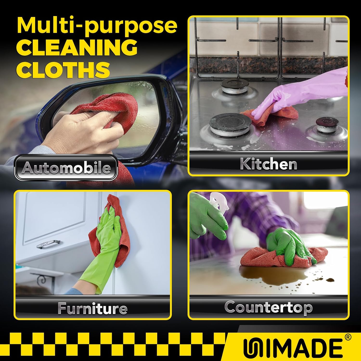 Shop Towel Rag, 200 Pack Reusable Rags Bulk Microfiber Cleaning Cloth Lint Free Towels for Car Kitchen Automotive Bar Mechanic Restaurant Garage, 11.5"x 11.5", Red - Image 7