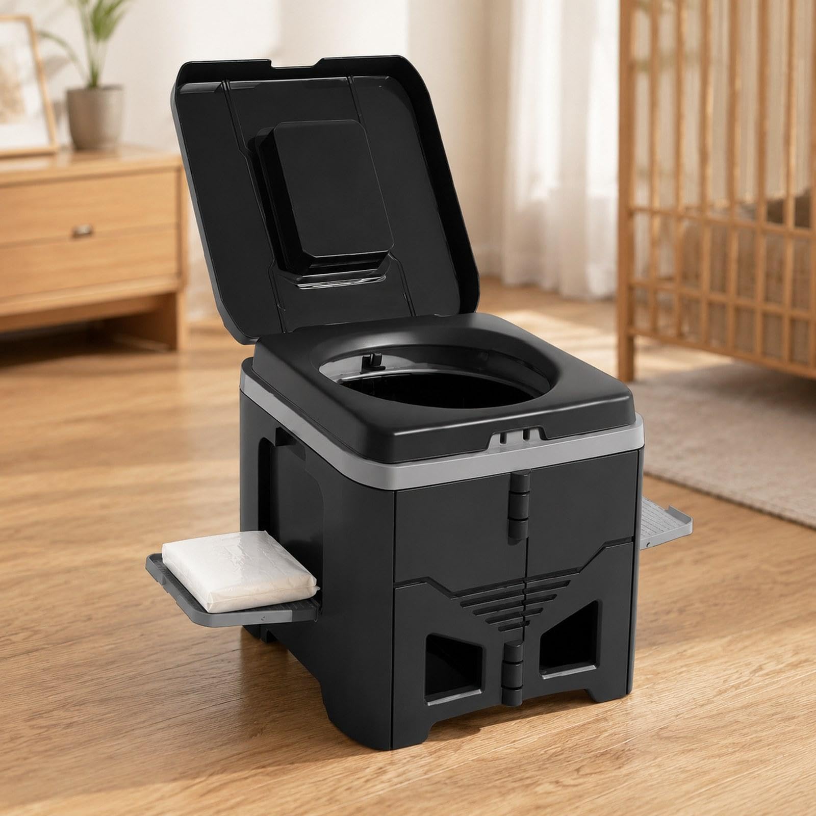 Inodoro Portátil Plegable para Adultos Niños Taburete Sanitario de Viaje Compacto Asiento Ergonómico de Material PP Fácil Limpieza Adecuado para
