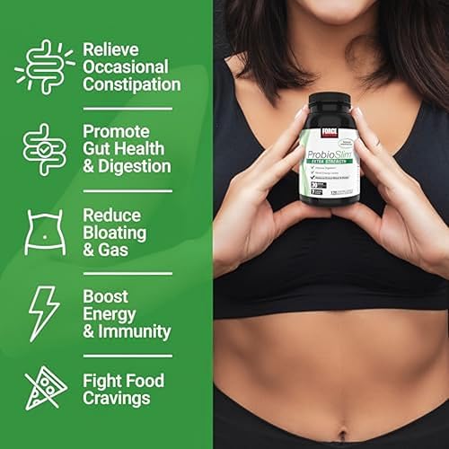Vista 2 de Force Factor ProbioSlim Suplemento probiótico extra fuerte para mujeres y hombres con 30 mil millones de UFC y extracto de té verde para apoyo a