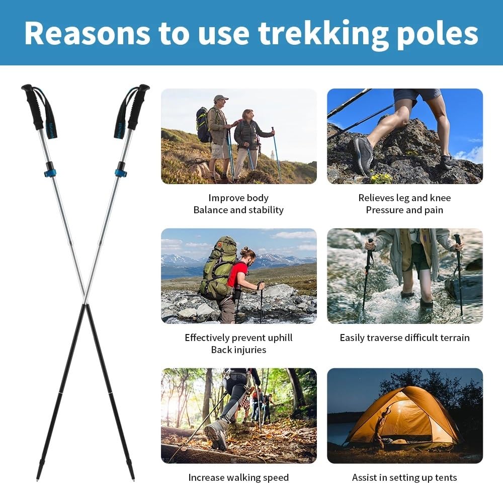 Kije trekkingowe Ultralekkie składane 1 szt. Laska Przenośna aluminiowa laska teleskopowa do pieszych wędrówek Laska kempingowa