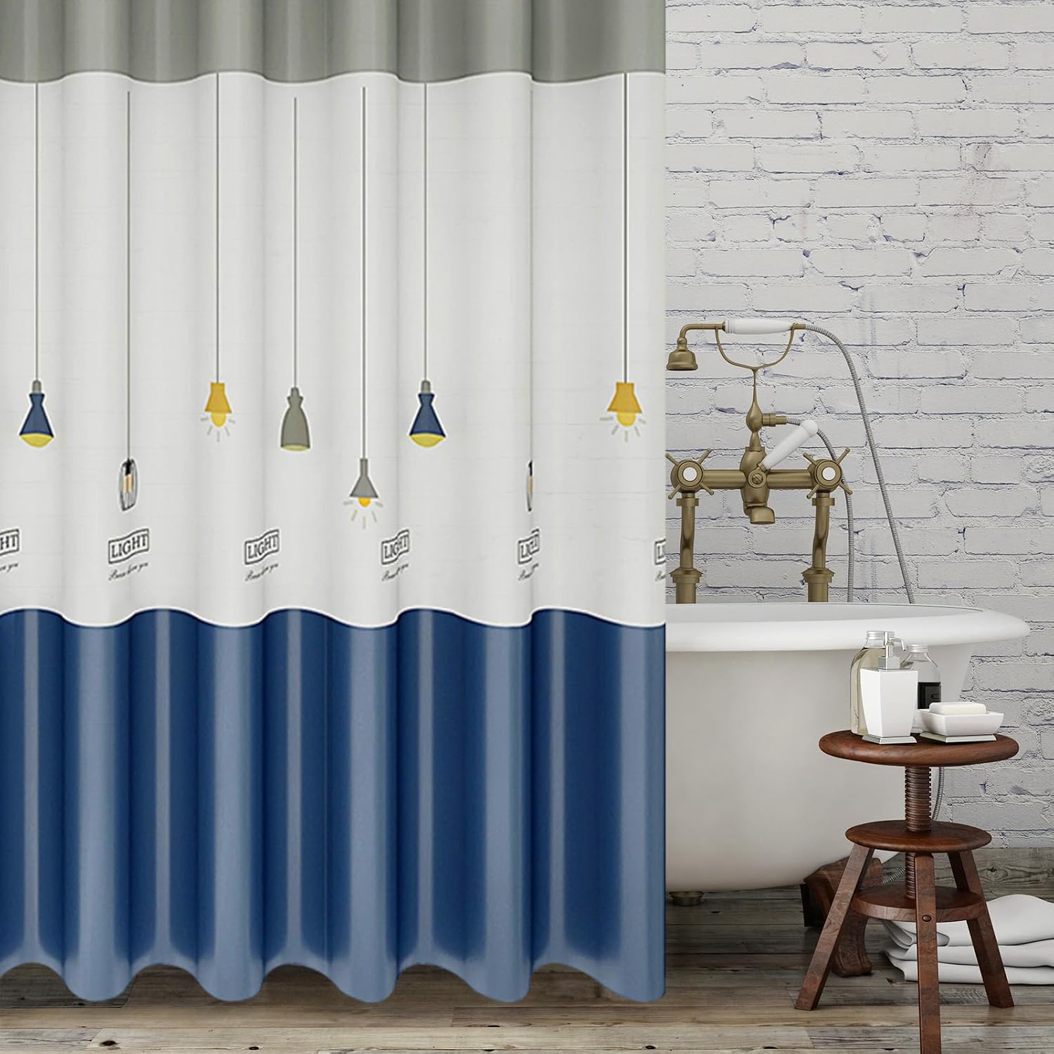 Shower Curtain,PEVA Shower Curtains for Bathroom,Long Shower Curtains with 12 Plastic Hooks Set (Chandelier, 180W*180H)