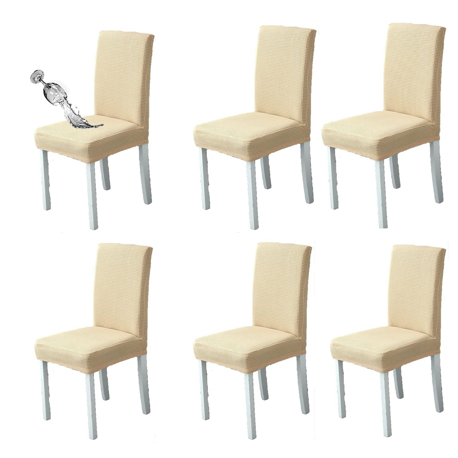 NMVAWIPT Waterproof Stretch Dining Chair Covers, Removable Washable Elastic Slipcovers With Adjustable Straps, For Hotel, Banquet(21#,6pcs)