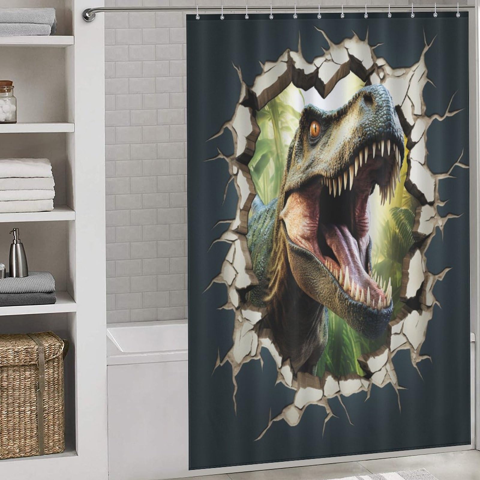 Dinosaure rideau de douche idéal pour la baignoire d'angle des enfants