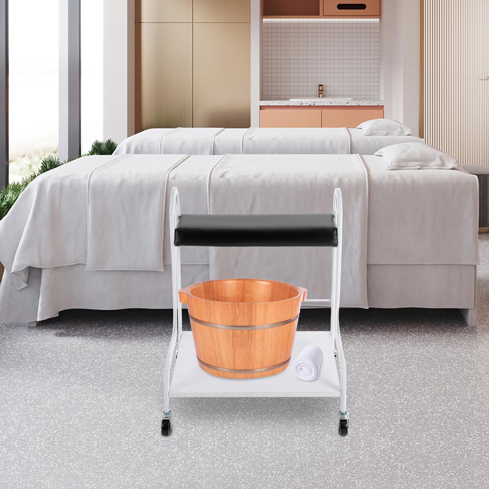 Poggiapiedi per pedicure con ruote, carrello per la cura dei piedi a due