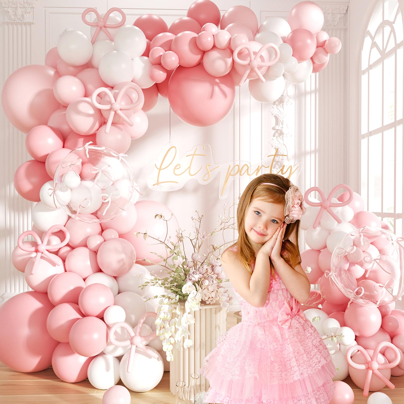 Amazon.com: Pink Bow Balloons Garland Arch Kit,180Pcs Pink and