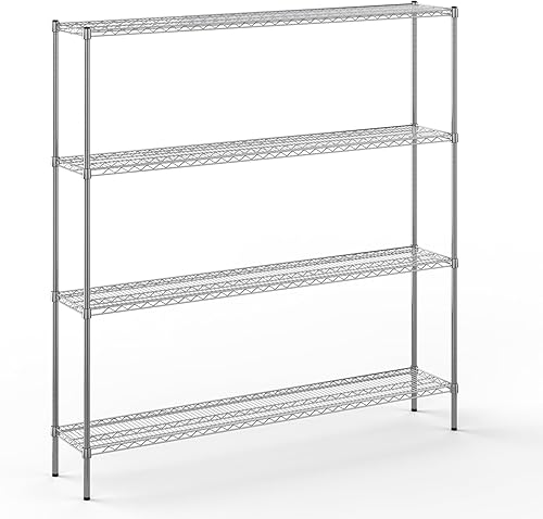 Miniatura 472 de Kit de estantería de alambre cromado de 4 niveles de 24 pulgadas de profundidad x 24 pulgadas de ancho x 64 pulgadas de alto Unidad de estante