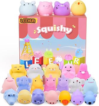 30 Pcs Kawaii Animal Squishies, Mochi Squishy Toys for Kids Party Bag Fillers , Mini Stress Relief Fidget Toys for Kids Christmas Party Favors, Birthday Gift, Goodie Bag Stuffers Classic 30pcs