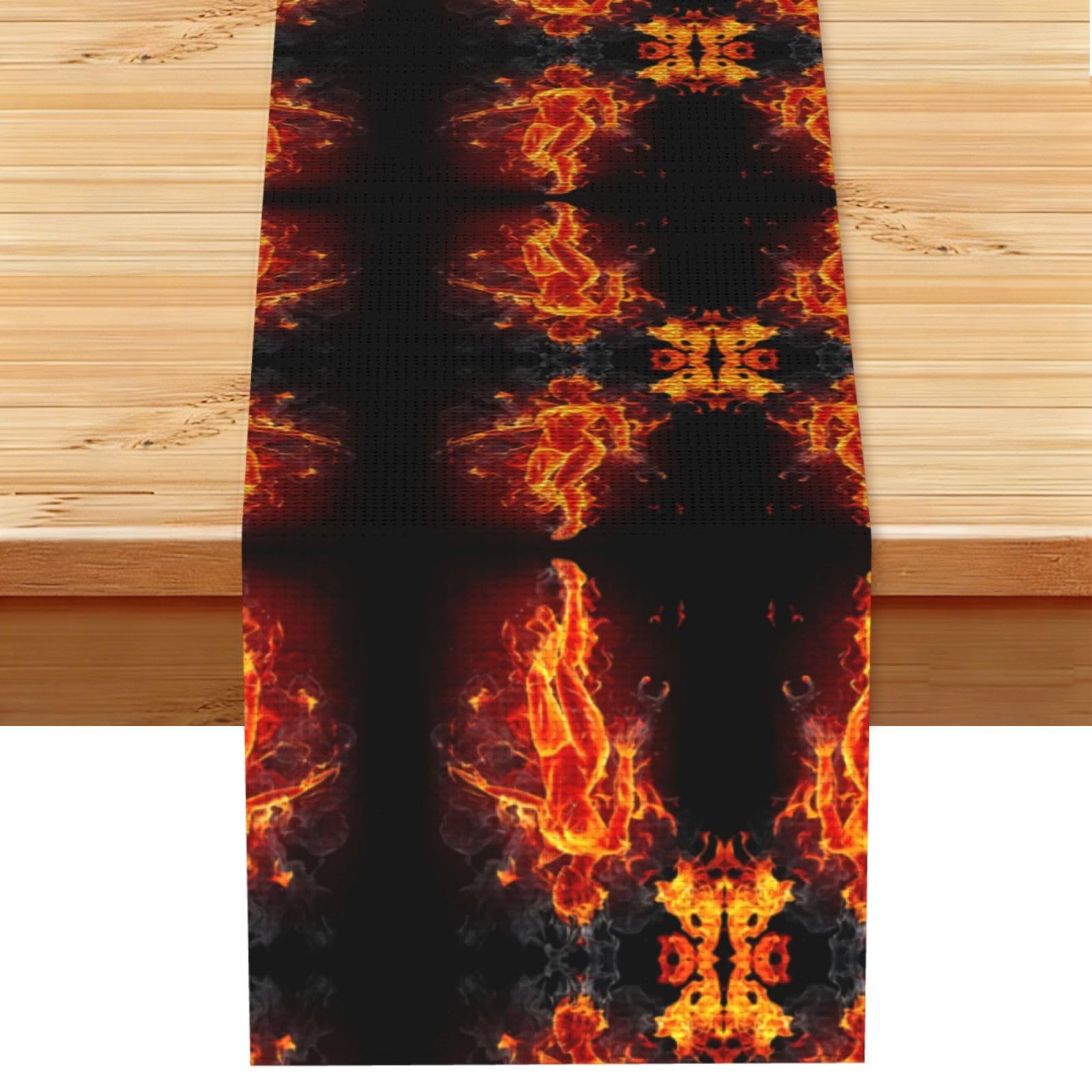 Fire Nude Woman Flame Linen Feel Table Runner Wedding Party Home Decoration