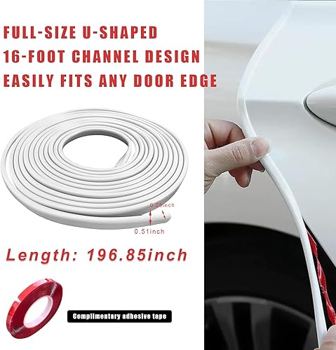 Miniatura 2 de Ziciner Protectores de borde de puerta de automóvil, 16 pies (16.4 ft), protector de sello de goma con forma de U, protección de moldura de entrada